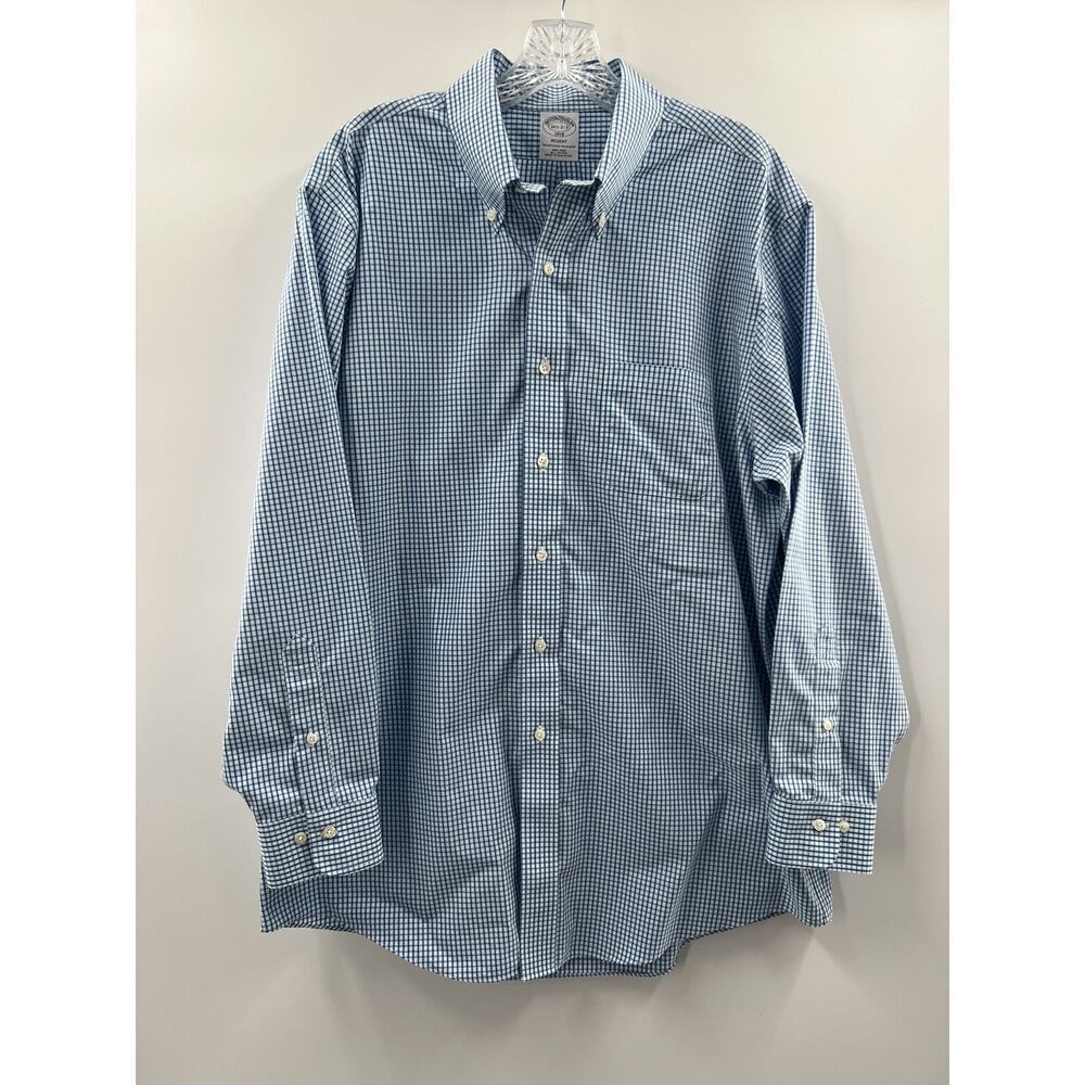 Brooks Brothers Men’s Long Sleeve Regent Button Up Check Shirt No Iron Size 16.5